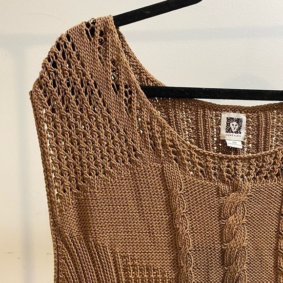 Anne Klein Plus Sz 3X 100% Cotton Cable Knit Vest Preppy Academia Old Money EUC - Picture 3 of 9